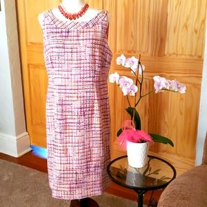 RSVP by Talbot's Pink Multicolor Tweed Lined Sheath Dress - Size 14